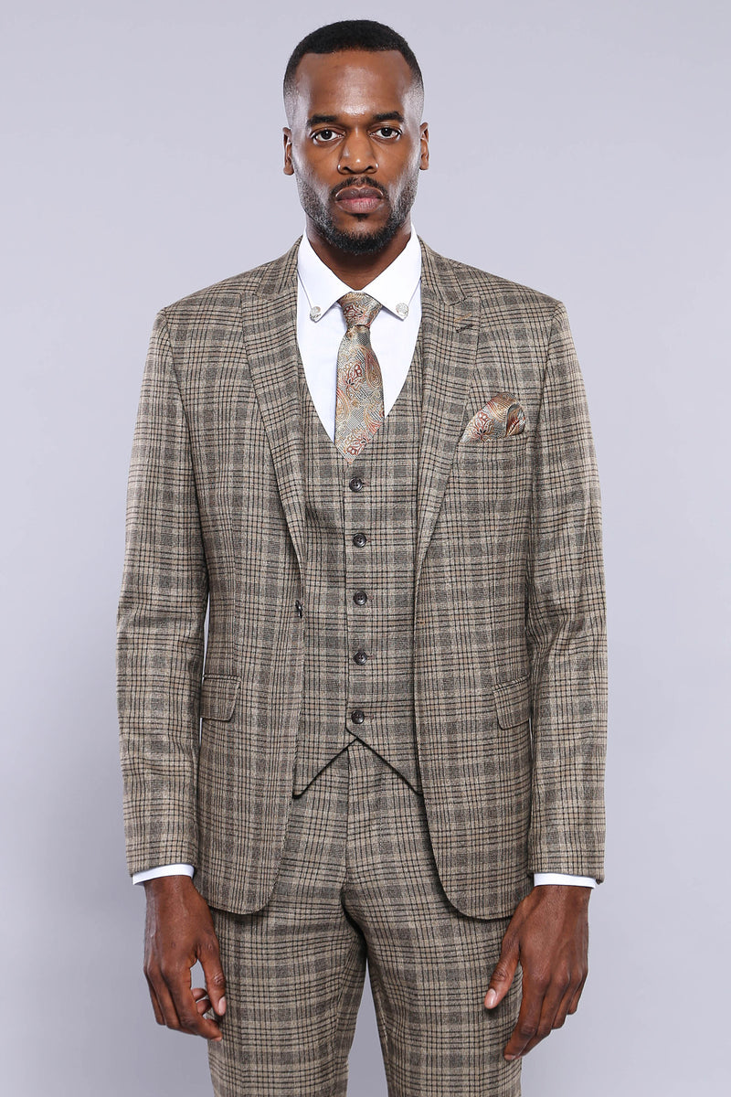 Manny Bellagio Vintage Brown Check Blazer - Manny Bellagio