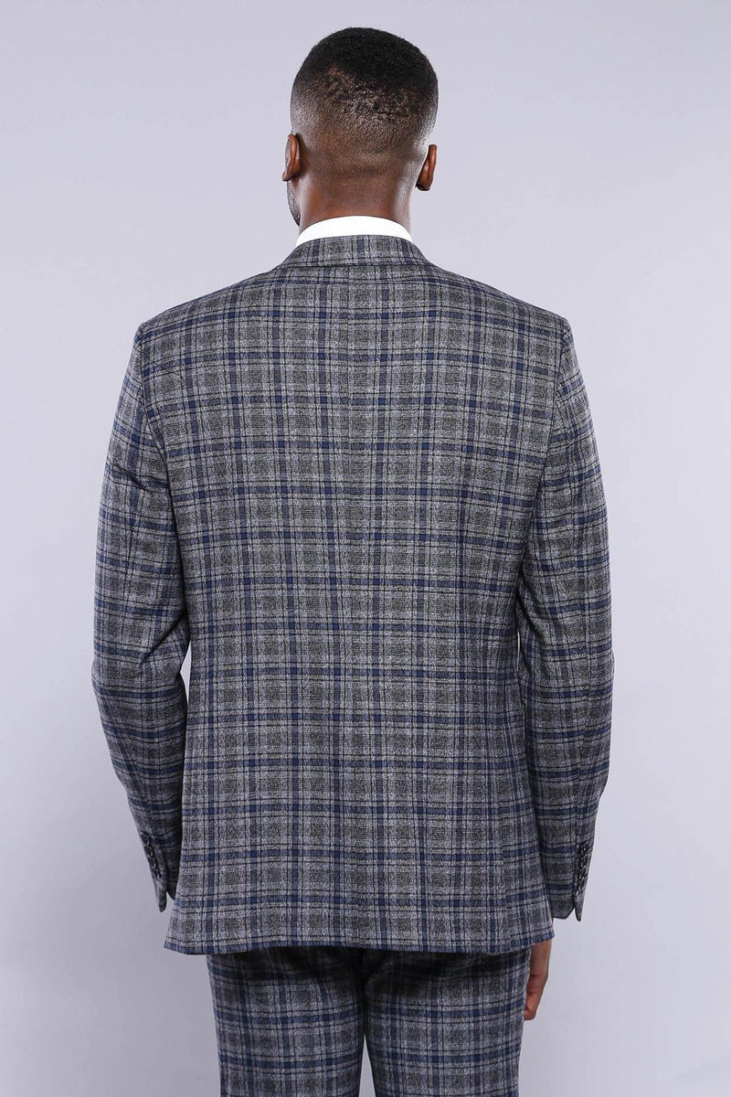 Manny Bellagio Grey with Blue Check Blazer - Manny Bellagio