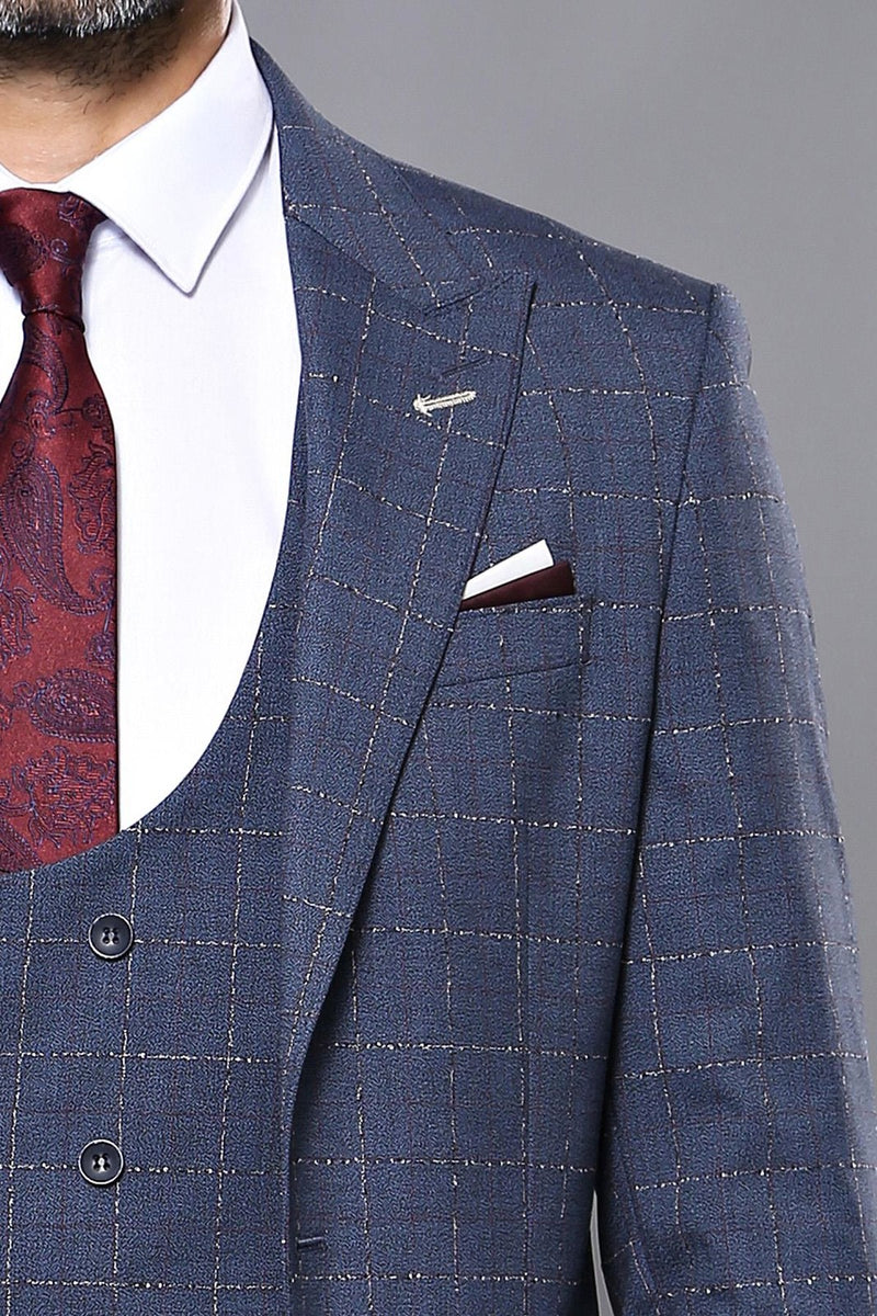 Manny Bellagio Blue Check Slim Fit Suit - Manny Bellagio