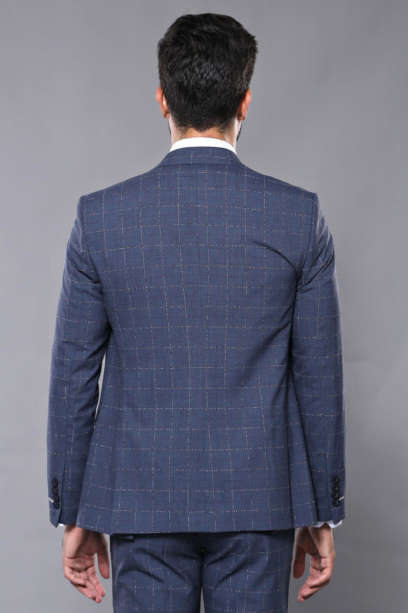 Manny Bellagio Blue Check Slim Fit Suit - Manny Bellagio