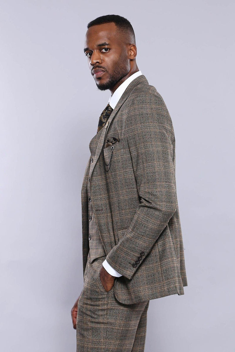 Manny Bellagio Signature Prince of Wales Brown Blazer - Manny Bellagio