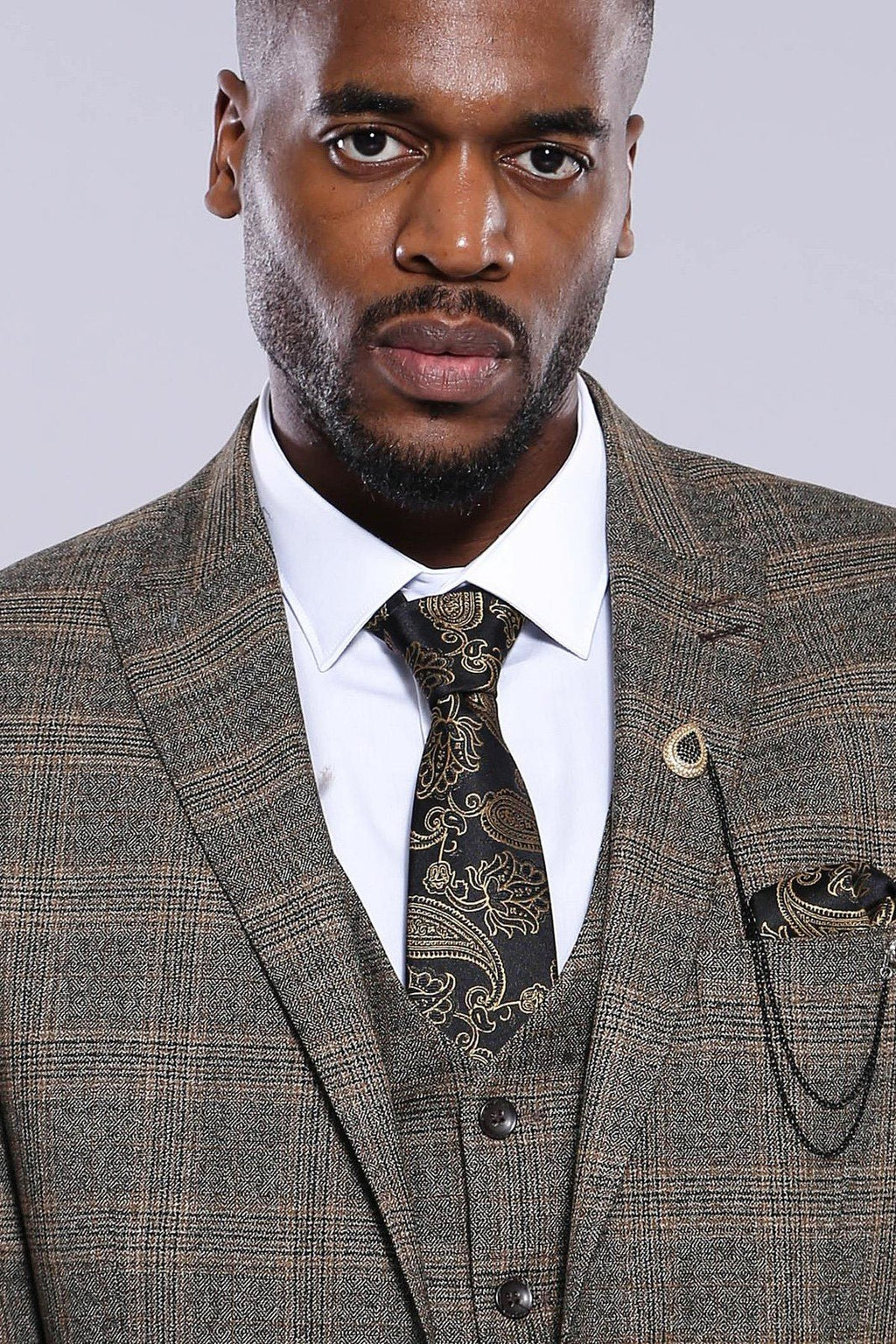Manny Bellagio Signature Prince of Wales Brown Check Suit - Manny Bellagio